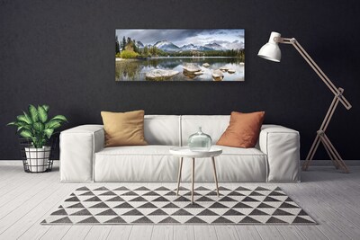 Canvas doek foto Lake bergen bos landschap