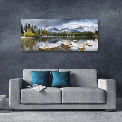 Canvas doek foto Lake bergen bos landschap