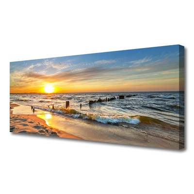 Canvas doek foto Sea sunset beach
