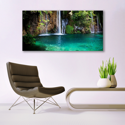 Glas schilderij Lake natuur van de waterval