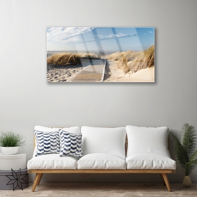 Glazen schilderij Weg van het strand landschap