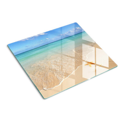 Glazen snijplanken Strand met schelpen en golven
