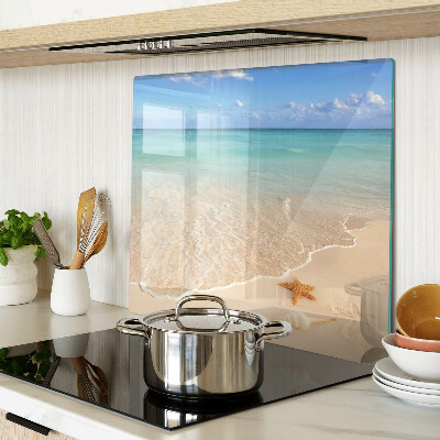 Glazen snijplanken Strand met schelpen en golven