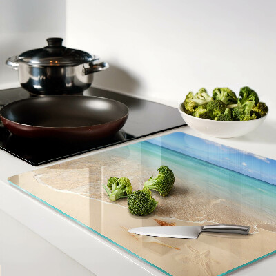 Glazen snijplanken Strand met schelpen en golven