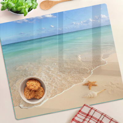 Glazen snijplanken Strand met schelpen en golven