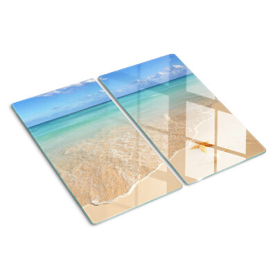 Glazen snijplanken Strand met schelpen en golven
