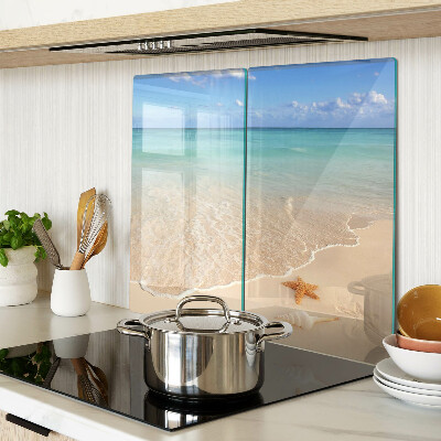 Glazen snijplanken Strand met schelpen en golven