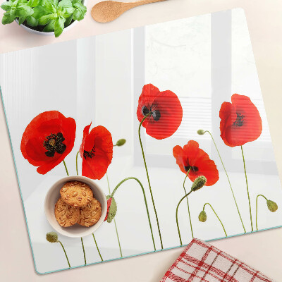 Glazen snijplanken Klaproosmotief