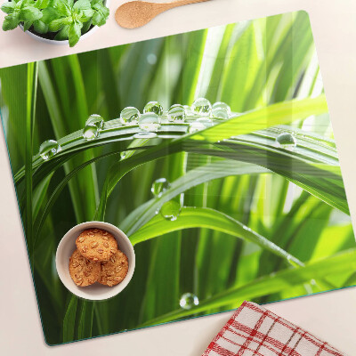 Snijplanken glas Waterdruppels op het gras