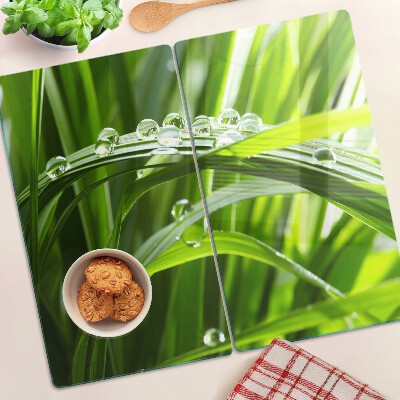Snijplanken glas Waterdruppels op het gras