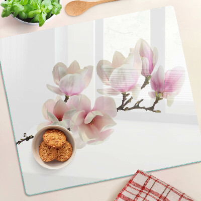 Glazen snijplanken Magnoliabloemen op een tak