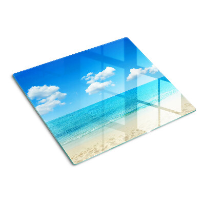 Snijplanken glas Strand met blauwe lucht