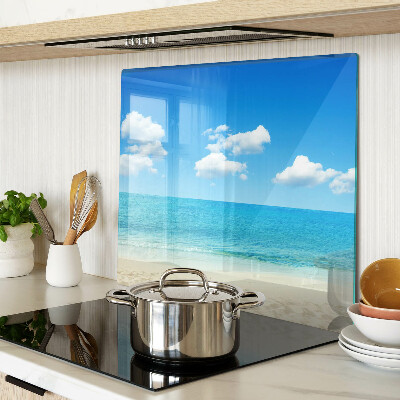 Snijplanken glas Strand met blauwe lucht