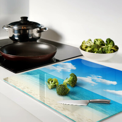 Snijplanken glas Strand met blauwe lucht