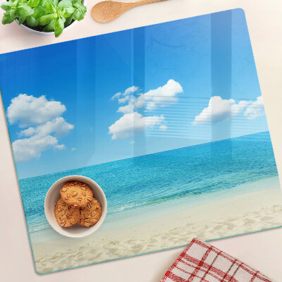 Snijplanken glas Strand met blauwe lucht