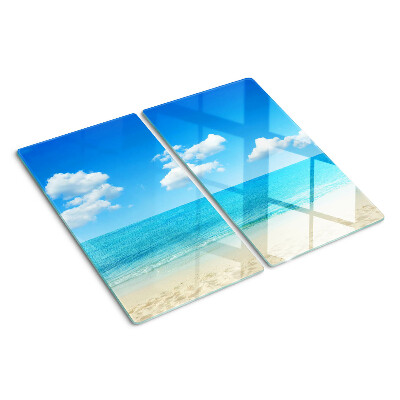 Snijplanken glas Strand met blauwe lucht