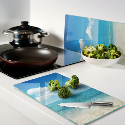 Snijplanken glas Strand met blauwe lucht