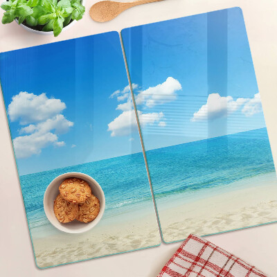 Snijplanken glas Strand met blauwe lucht