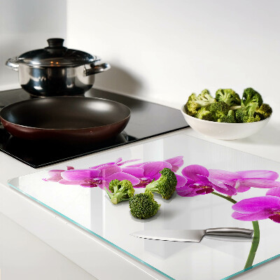 Snijplanken glas Orchideeënbloemen in roze tinten