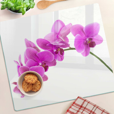 Snijplanken glas Orchideeënbloemen in roze tinten