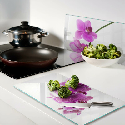 Snijplanken glas Orchideeënbloemen in roze tinten