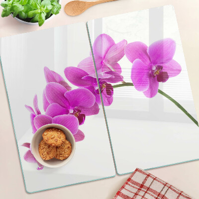 Snijplanken glas Orchideeënbloemen in roze tinten