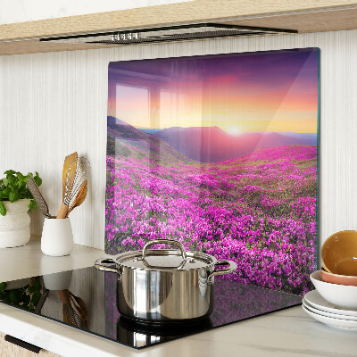 Snijplanken glas Bloemenlandschap bij zonsondergang