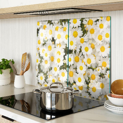 Snijplanken glas Madeliefjes op een witte achtergrond