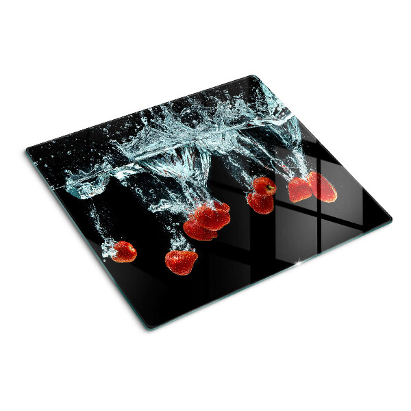 Glazen snijplanken Aardbeien in water