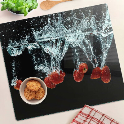 Glazen snijplanken Aardbeien in water