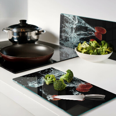 Glazen snijplanken Aardbeien in water