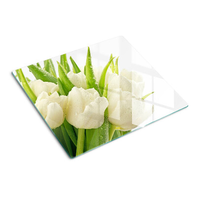 Snijplanken glas Tulpen in waterdruppels
