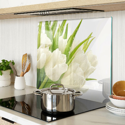 Snijplanken glas Tulpen in waterdruppels