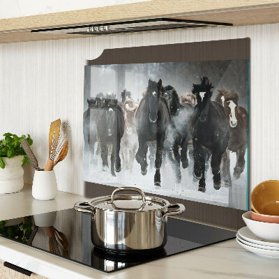 Glazen snijplanken Galopperende paarden in de mist