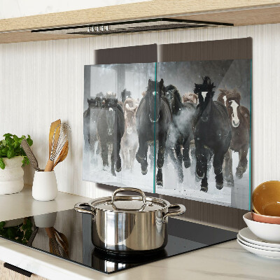 Glazen snijplanken Galopperende paarden in de mist