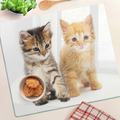 Snijplanken glas Katten op een witte achtergrond