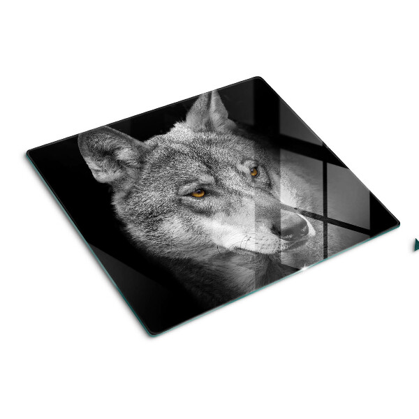 Glazen snijplanken Wolf in grijstinten