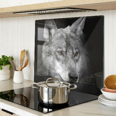 Glazen snijplanken Wolf in grijstinten