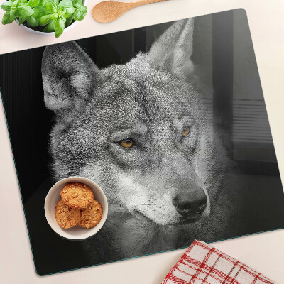 Glazen snijplanken Wolf in grijstinten