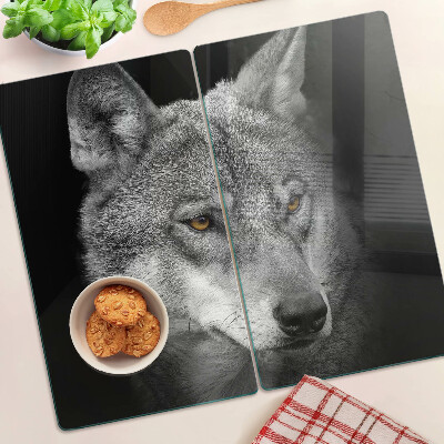 Glazen snijplanken Wolf in grijstinten