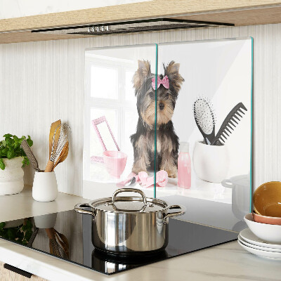 Glazen snijplanken Yorkshire Terrier met verzorgingsaccessoires