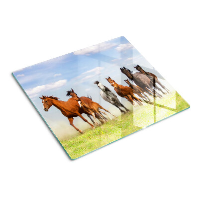 Glazen snijplanken Galopperende paarden in de weide