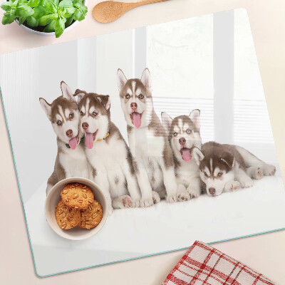 Snijplanken glas Husky-puppy's