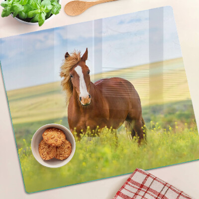 Snijplanken glas Paard in de wei