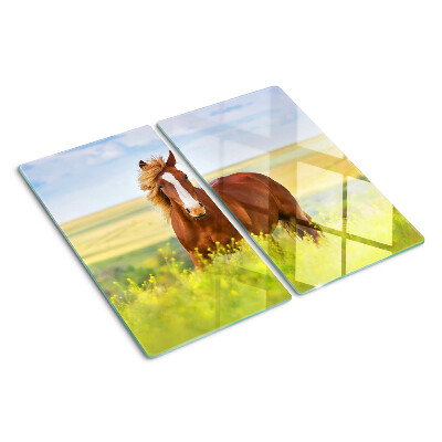 Snijplanken glas Paard in de wei