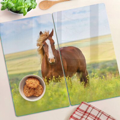 Snijplanken glas Paard in de wei