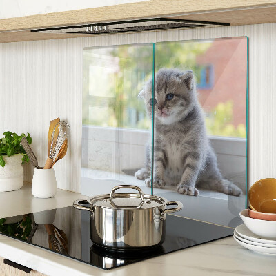 Snijplanken glas Kitten op de vensterbank