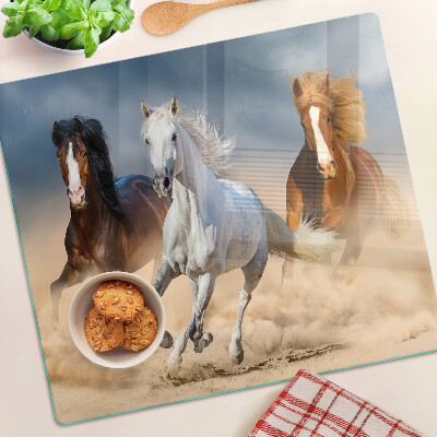 Snijplanken glas Drie galopperende paarden
