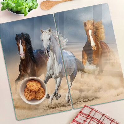 Snijplanken glas Drie galopperende paarden