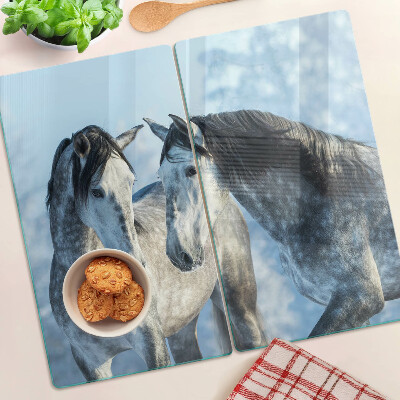 Snijplanken glas Paarden in een winterlandschap